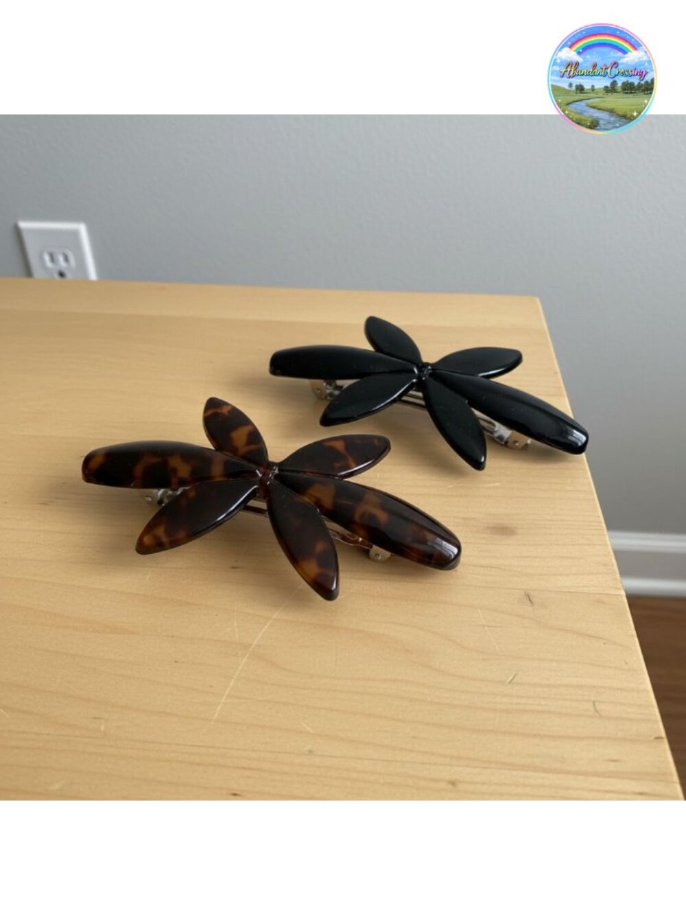 French Hair Barrette Clip Flower Automatic Clasp Strong Hold Grip 2.75 In
